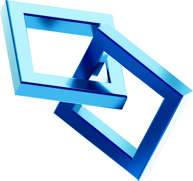 Model 3d dwóch ogniw łańcucha połączonych ze sobą