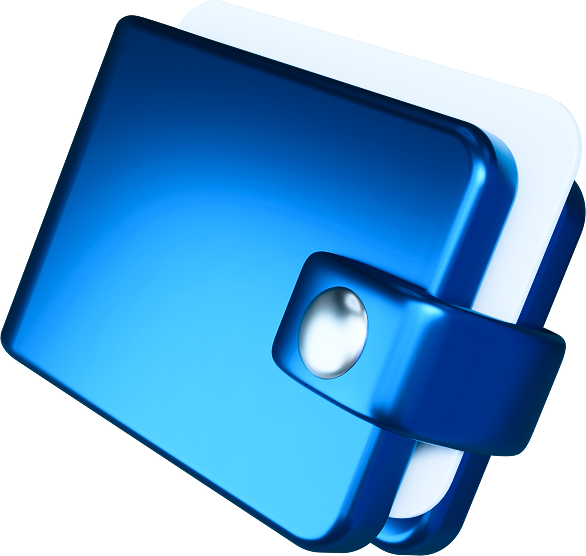 Model 3d niebieskiego portfela